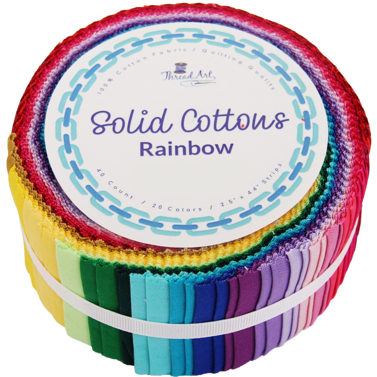 ThreadArt Jelly Roll Fabric Strips for Quilting, Crafting, and Sewing, 40 Precut Fabric Strips in Solids and Prints, Premium Cotton for Quilts, Crafts, Rugs, Blankets, Clothing and More